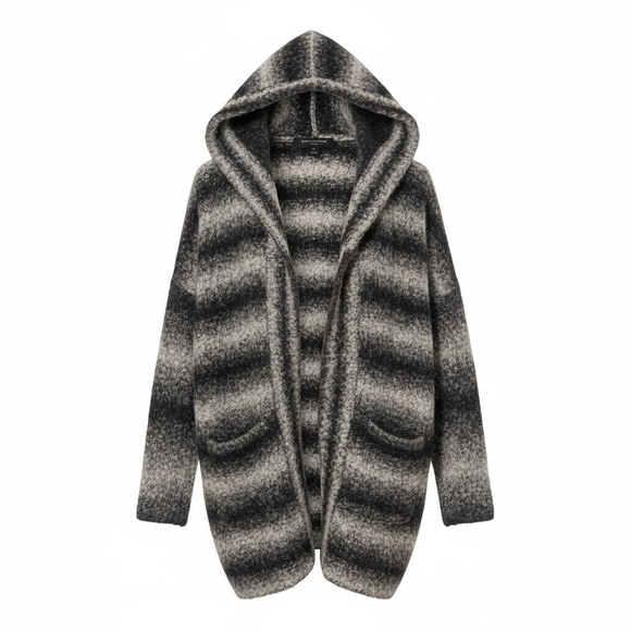 French Connection Sweaters - French Connection Black and Gray Boucle Cardigan Sweater